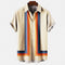 Camicia Retro da Uomo a Maniche Corte con Bottoni - Vestibilità Comoda