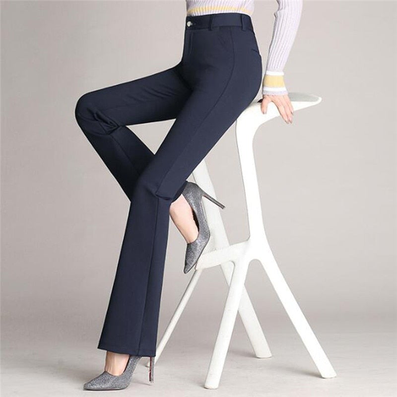 Pantaloni sartoriali eleganti da donna con taglio ad A e vita alta
