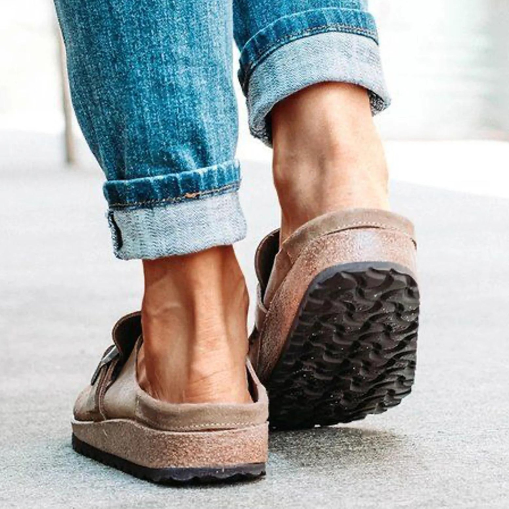 Sneakers da donna in sughero con plantare anatomico traspirante in nabuk