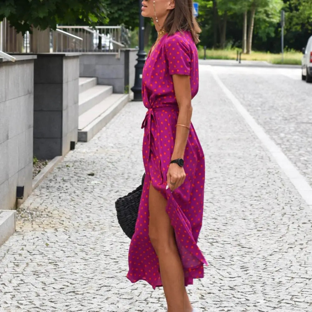 Vestito a portafoglio con stampa floreale da donna