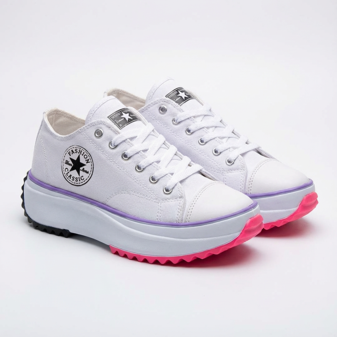 Iria | Sneakers Platform Casual Donna Tela Lacci Suola Dentata