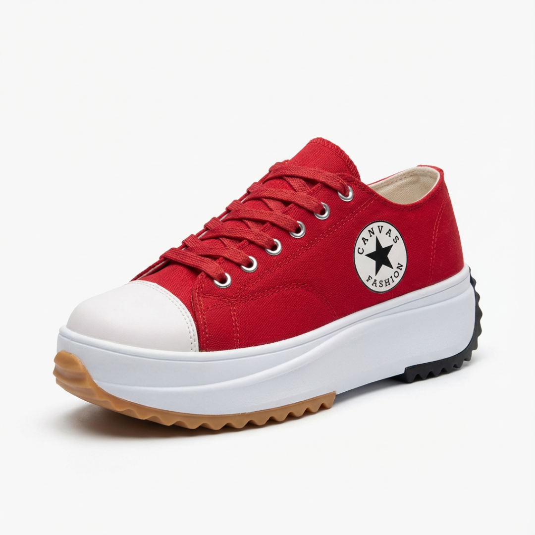 Iria | Sneakers Platform Casual Donna Tela Lacci Suola Dentata