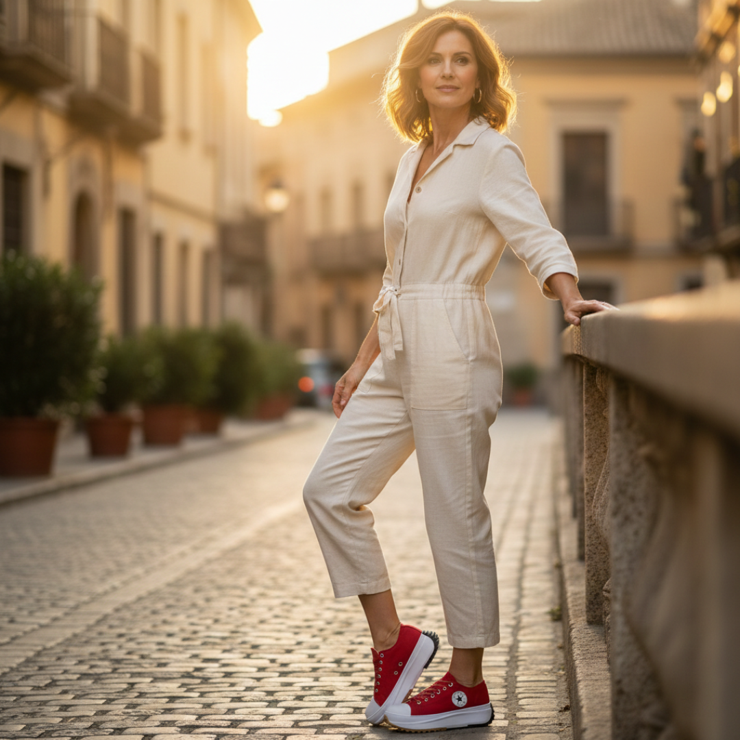 Iria | Sneakers Platform Casual Donna Tela Lacci Suola Dentata