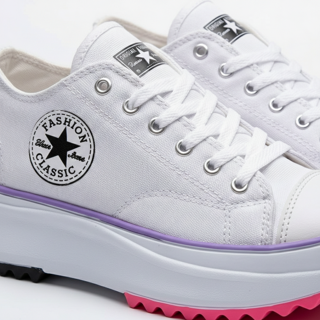 Iria | Sneakers Platform Casual Donna Tela Lacci Suola Dentata