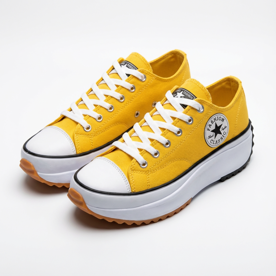 Iria | Sneakers Platform Casual Donna Tela Lacci Suola Dentata