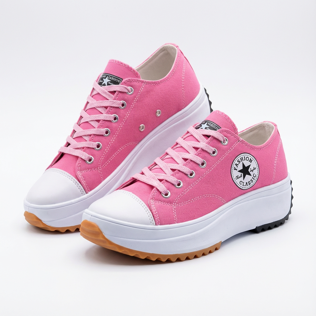 Sneakers con plateau e lacci da donna