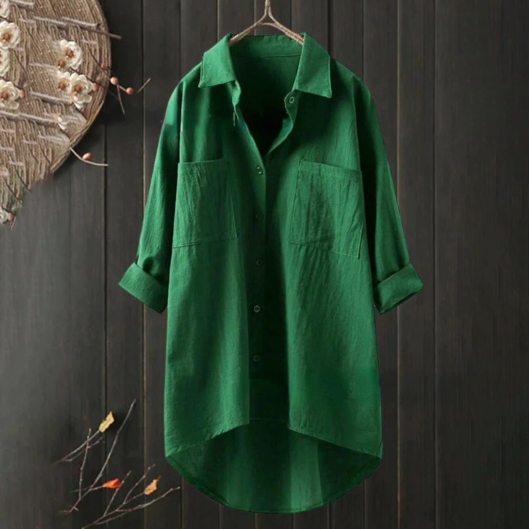 Camicia Lunga da Donna con Tasche Anteriori e Vestibilità Ampia