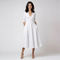 Abito Midi Bianco da Donna con Scollo a V Profondo e Maniche a 3/4 | Elegante