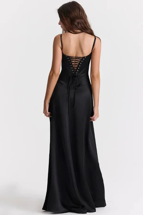Gabriella – L'Abito Maxi Corsetto in Raso Setoso