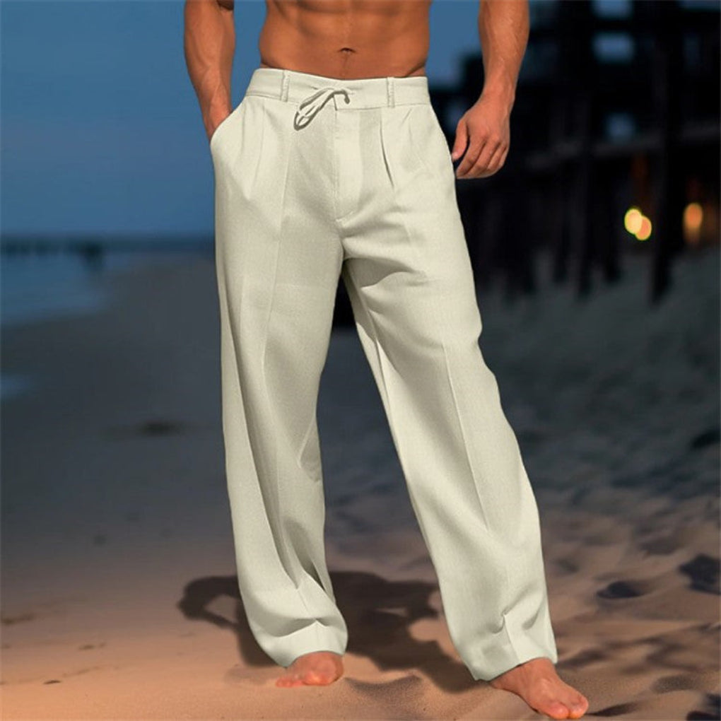 Pantaloni in Lino Relaxed Fit con Coulisse