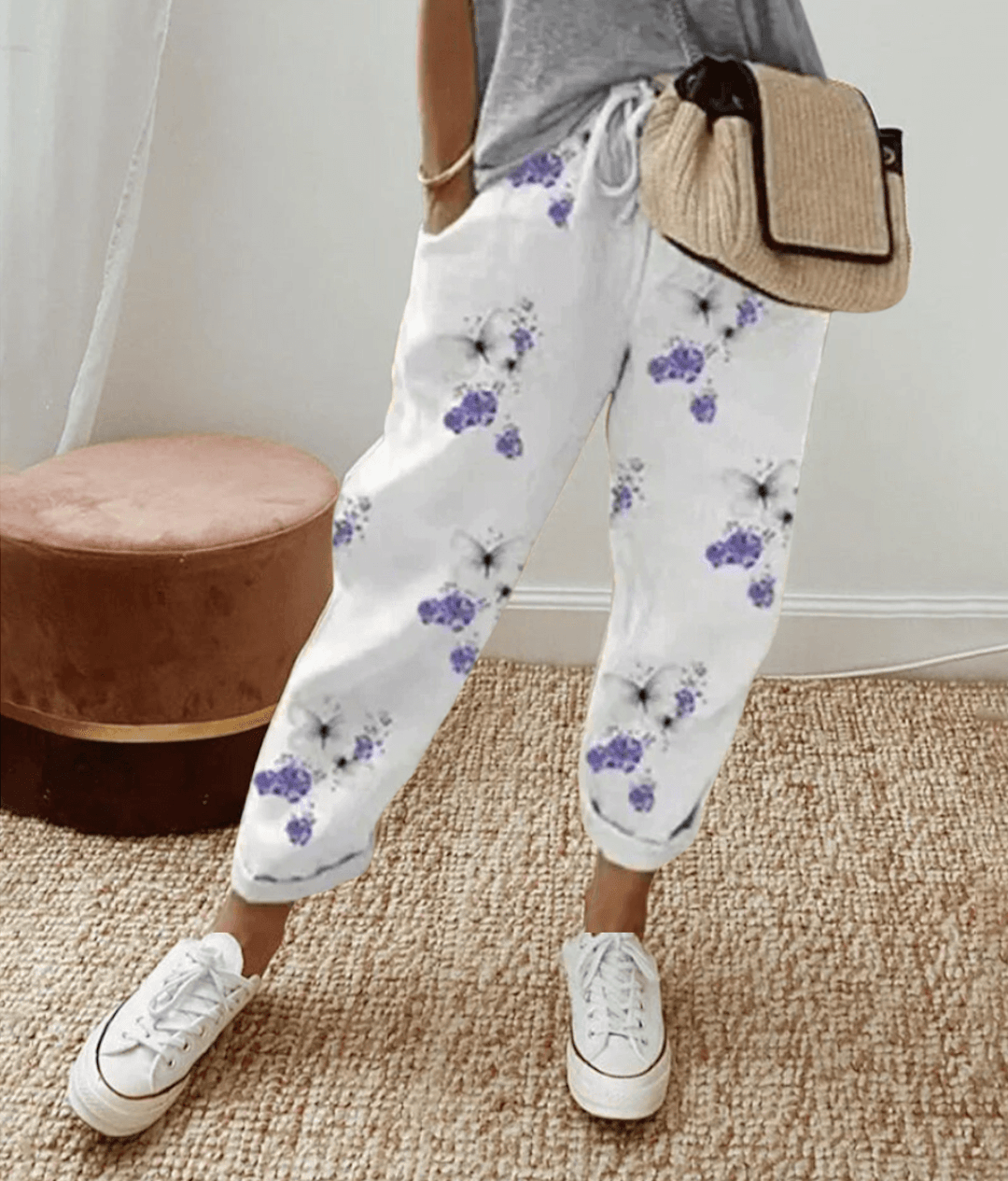 Pantaloni classici da donna in lino leggero