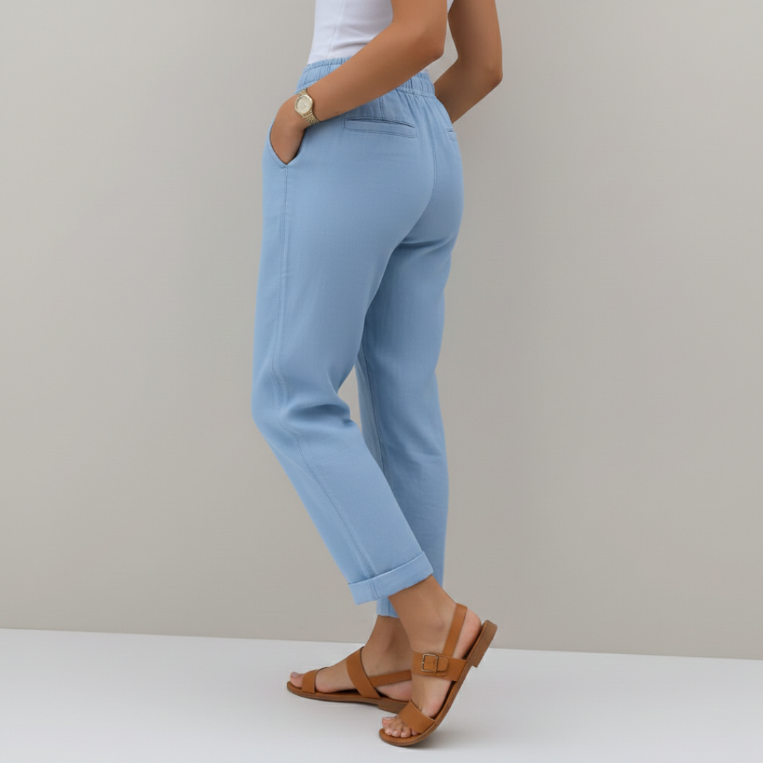 Olivia | Pantaloni di Lino Donna con Vita Elastica