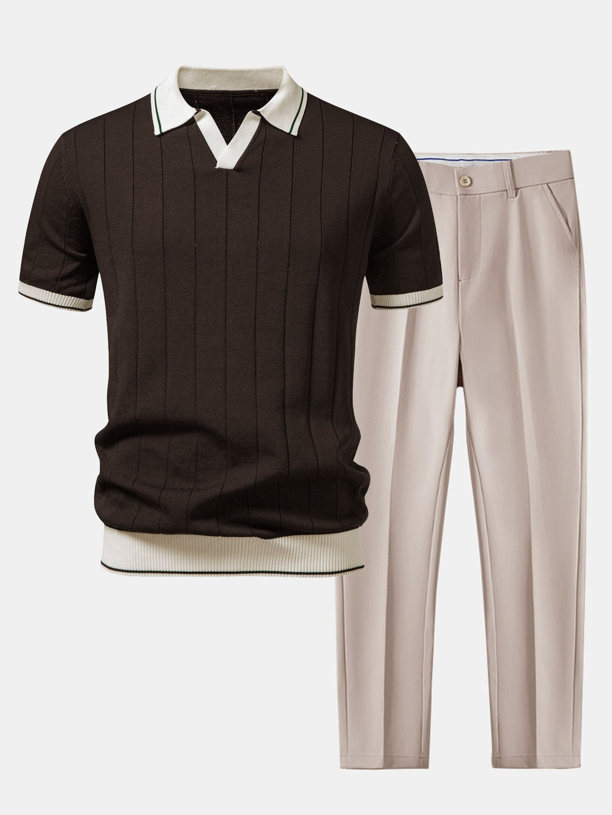 Set Smart Casual Uomo: Polo in Maglia e Pantaloni Tapered