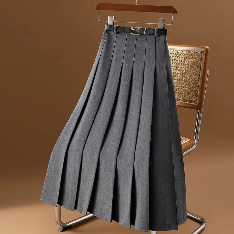 Gonna midi plissettata con cintura da donna - elegante e versatile