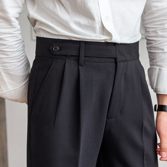 Elegante Pantalone Uomo Sartoriale Piega Gamba Dritta