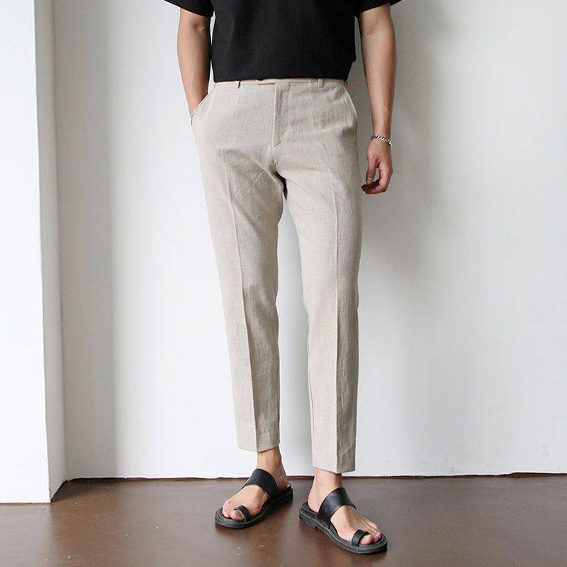 Elegante Pantalone Uomo Gamba Dritta Tasche Laterali