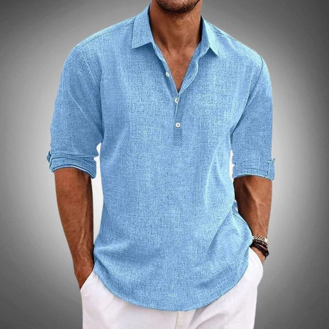 Sergio | Polo Uomo Bottoni Manica Lunga Scollo Aperto | Estate
