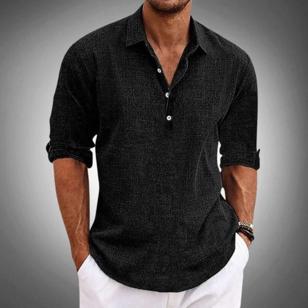 Sergio | Polo Uomo Bottoni Manica Lunga Scollo Aperto | Estate