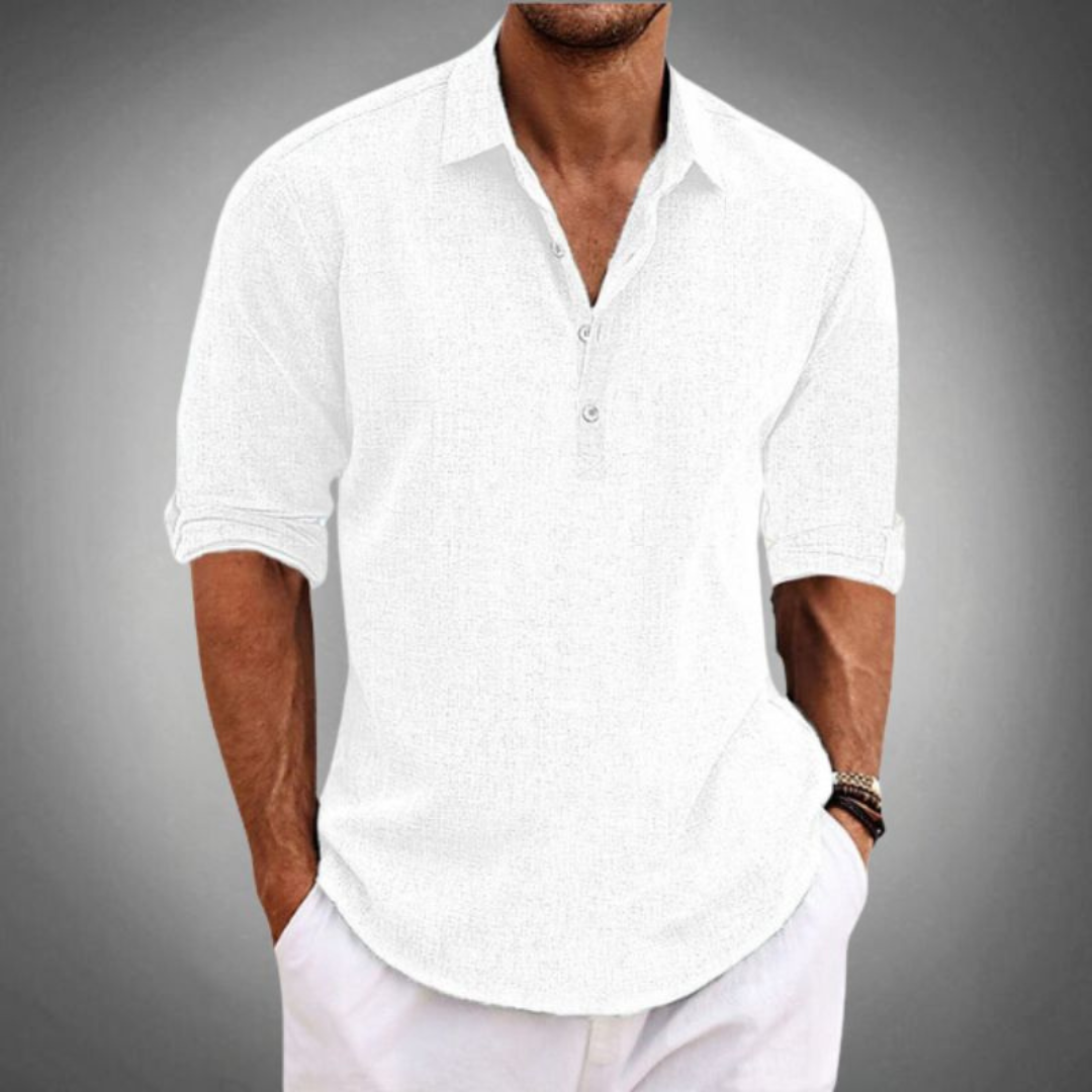 Sergio | Polo Uomo Bottoni Manica Lunga Scollo Aperto | Estate