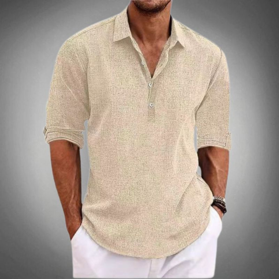 Sergio | Polo Uomo Bottoni Manica Lunga Scollo Aperto | Estate