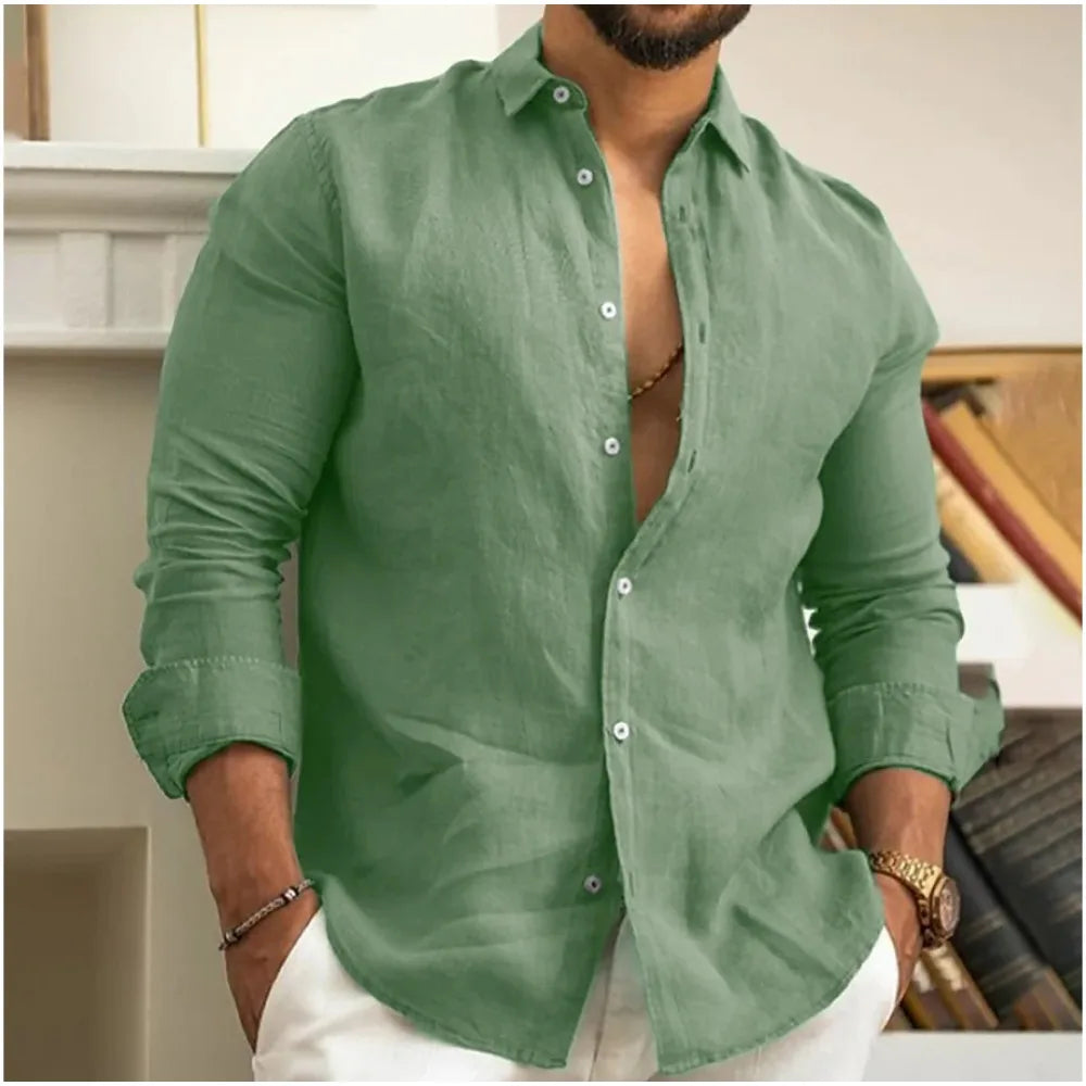 Camicia in lino traspirante da uomo, freschezza e stile estivo