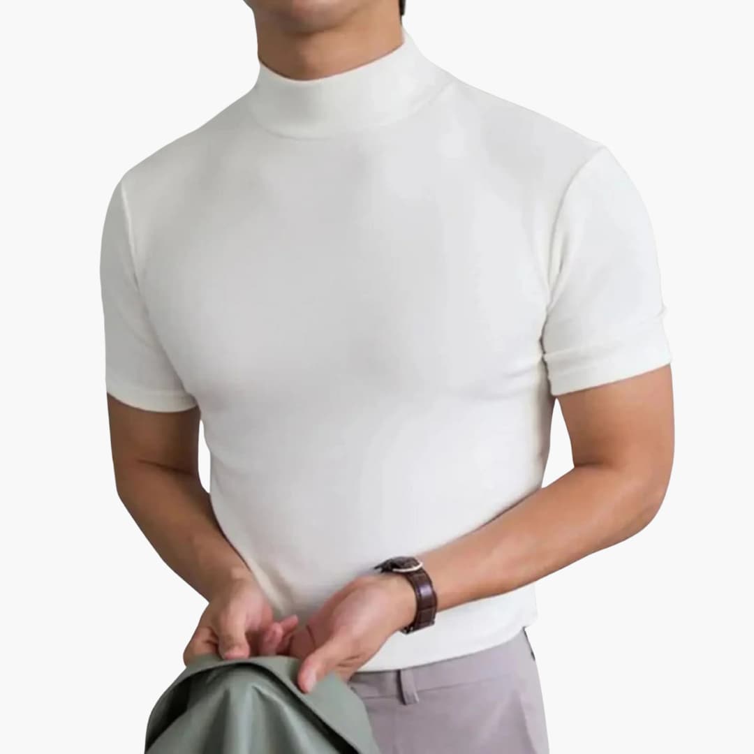 T-shirt da uomo con collo alto e maniche corte