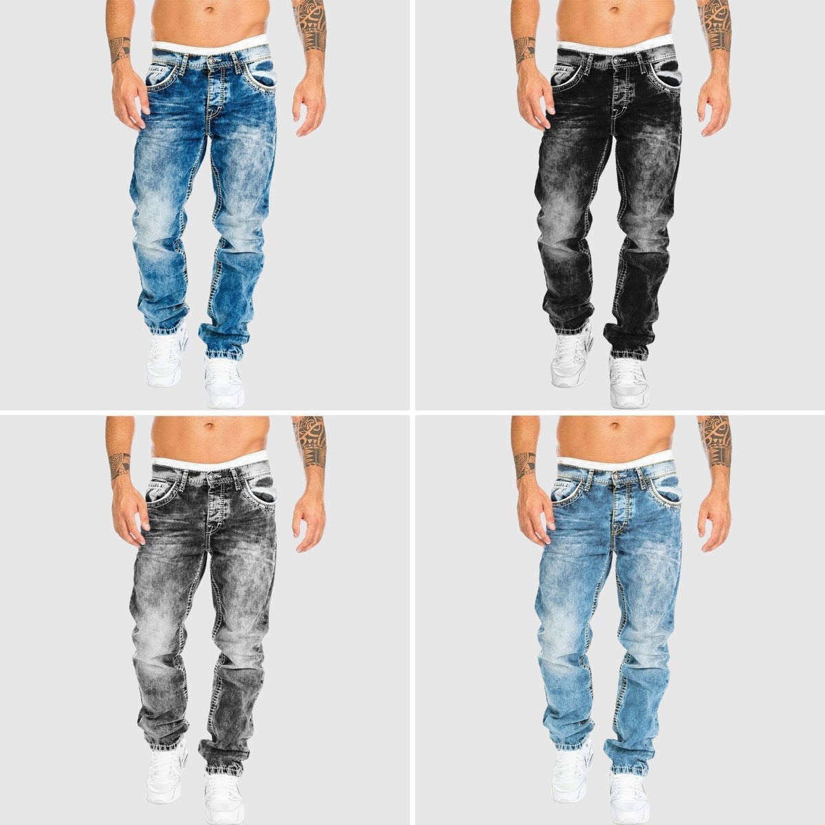 Weit geschnittene Jeans – verwaschen – tief sitzend – Baggy-Jeans – Herrenjeans-Chaps Herrenmode