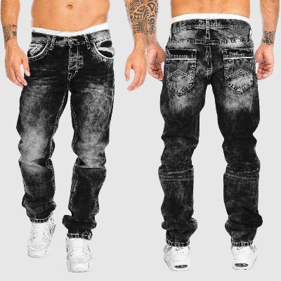 Weit geschnittene Jeans – verwaschen – tief sitzend – Baggy-Jeans – Herrenjeans-Schwarz-S-Chaps Herrenmode