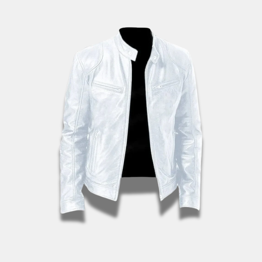 Giacca in pelle classica da uomo – Giacca da motociclista slim fit di alta qualità