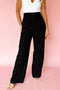 Pantaloni a Gamba Dritta con Dettagli Pieghettati e Vita Alta Elastica