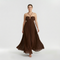 Abito maxi plissettato con scollo halter e schiena scoperta da donna