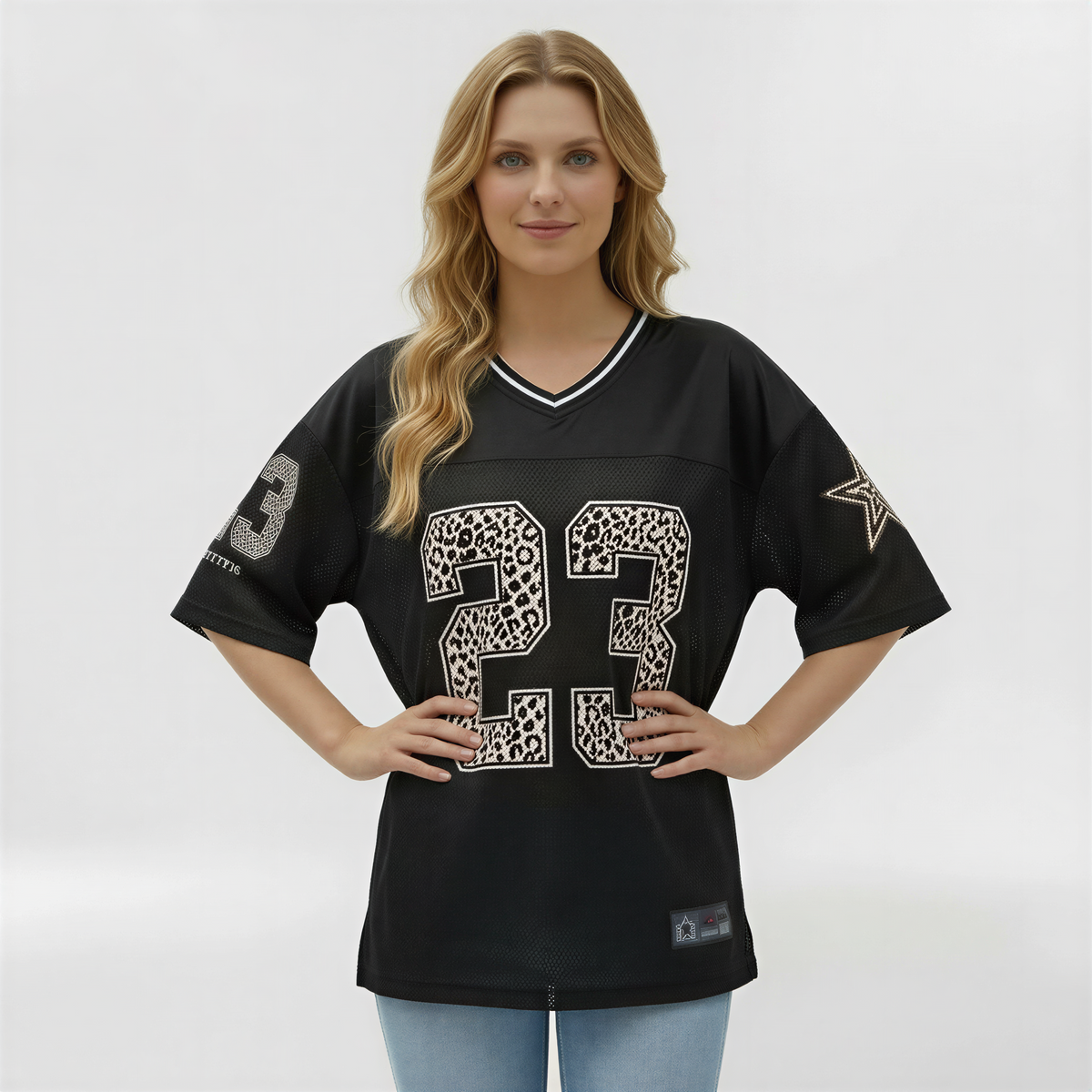 T-shirt oversize da donna con stampa frontale per uso casual