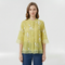 Blusa donna morbida con ricami floreali e colletto coreano casual