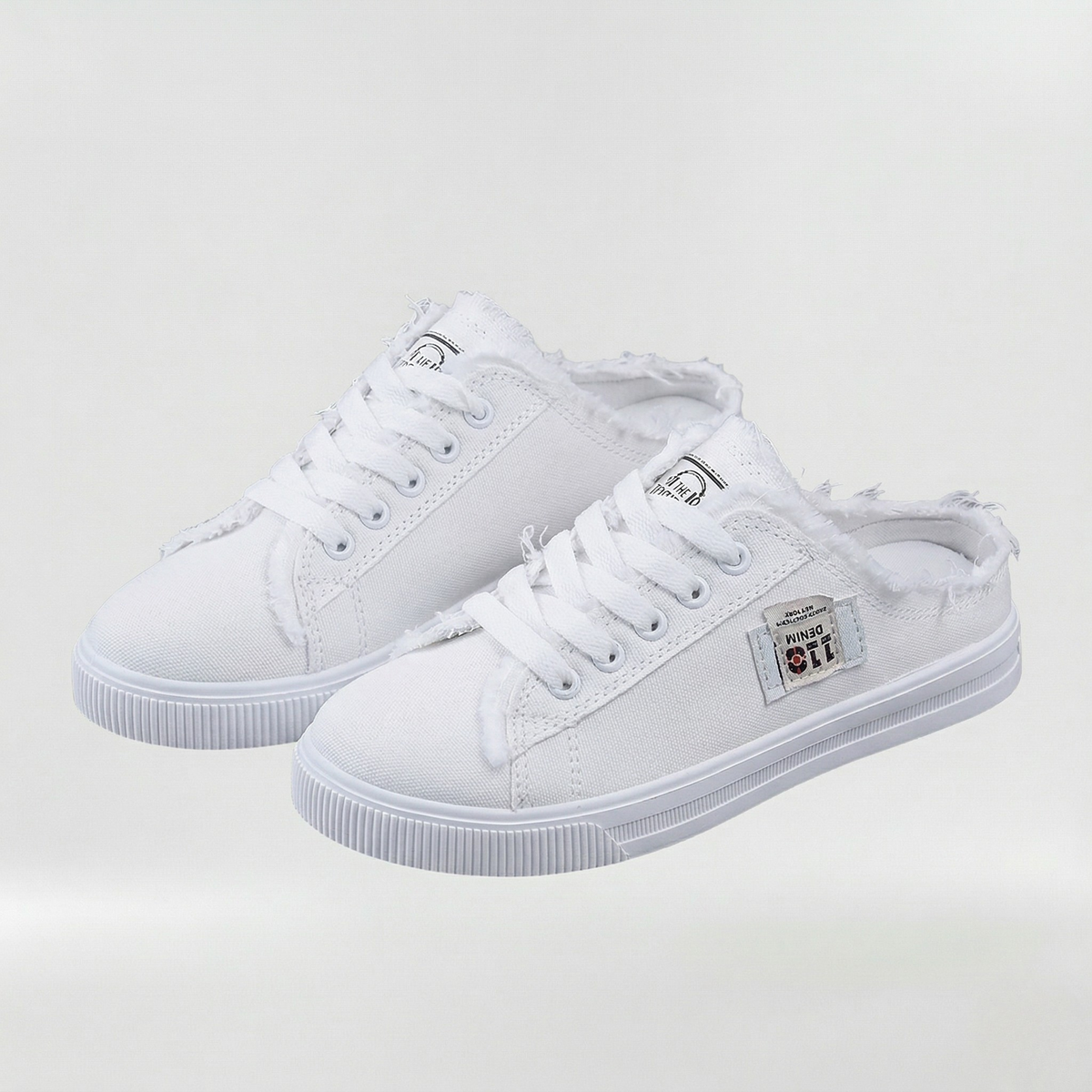 Sneakers Donna Casual in Tela con Lacci Scarpe Basse Estive Comode Senza Tallone