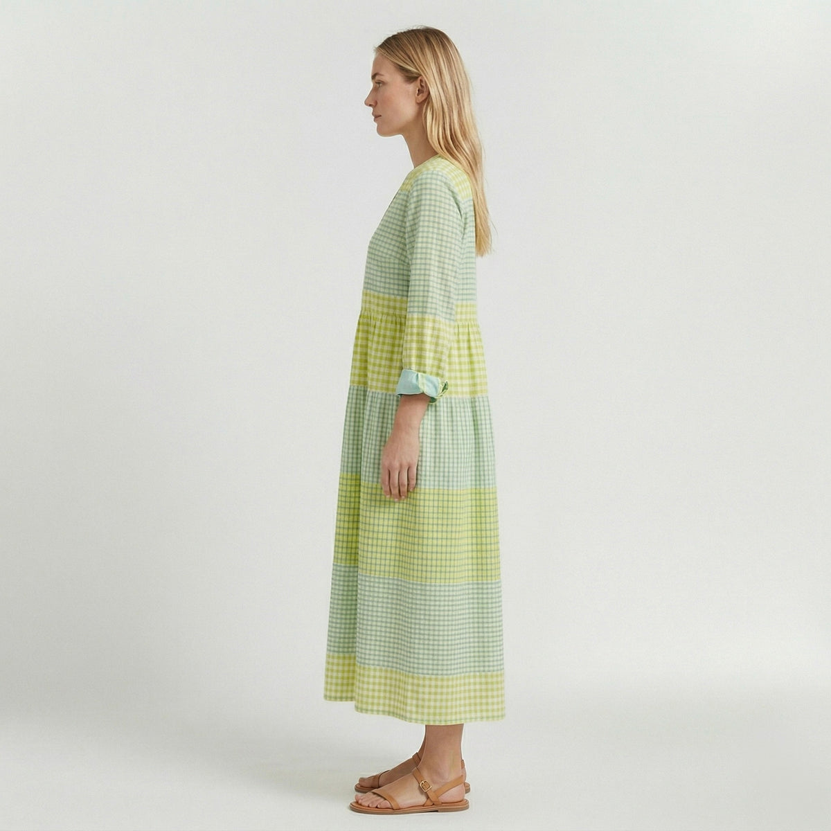 Abito Maxi a Righe con Balze da Donna – Leggero a Maniche Lunghe per l’Estate