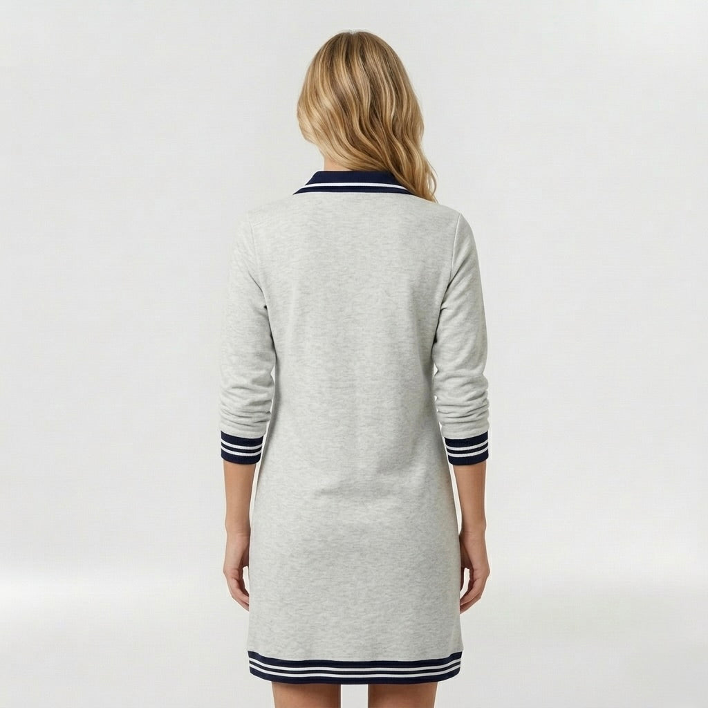 Abito Corto Casual da Donna con Zip e Colletto – Vestito Sportivo Elegante