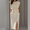 Andrea | Vestito Midi Aderente con Bottoni Donna Senza Maniche