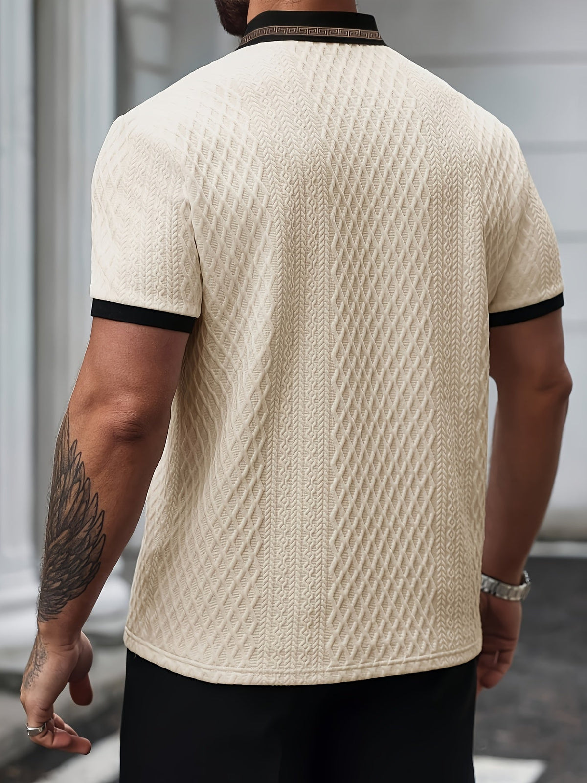 Polo da Uomo Testurizzata a Maniche Corte Slim Fit Traspirante