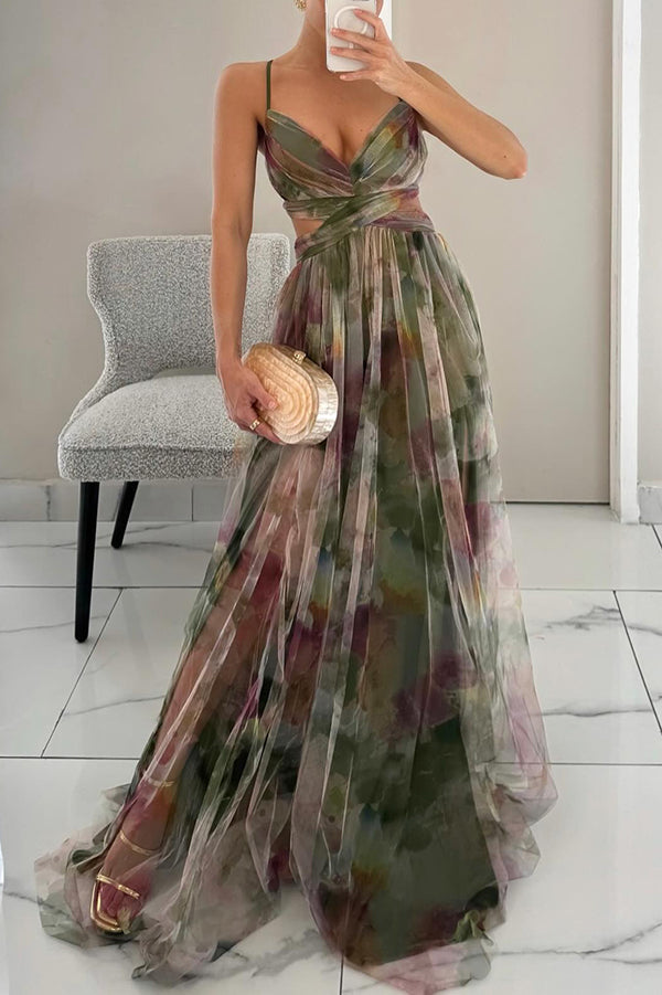 Vestito lungo da donna con stampa floreale