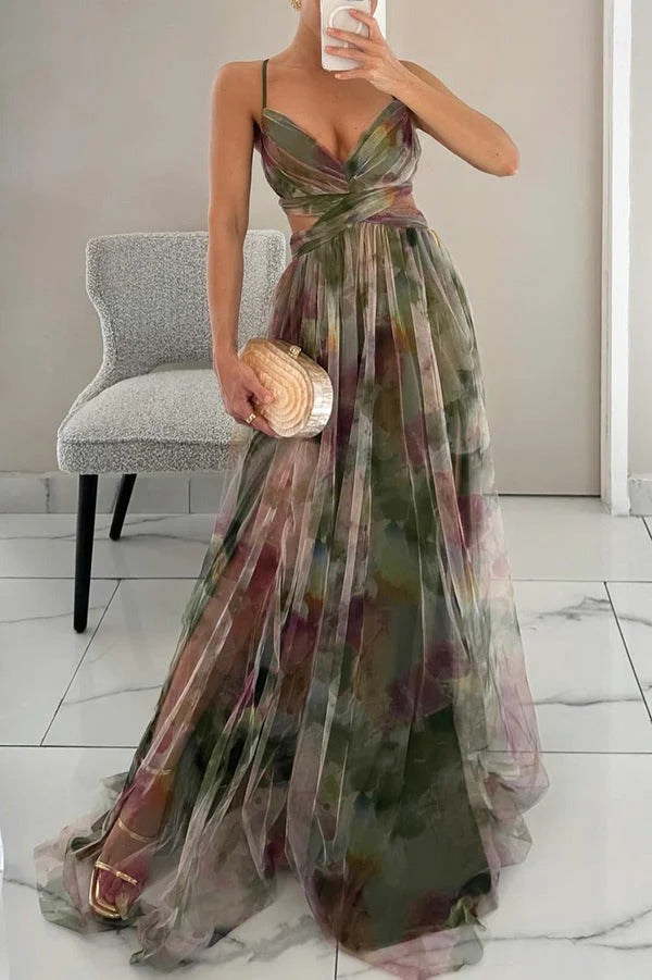 Abito Lungo da Donna Bella – Abito Floreale Estivo con Chiusura Regolabile e Silhouette Fluida