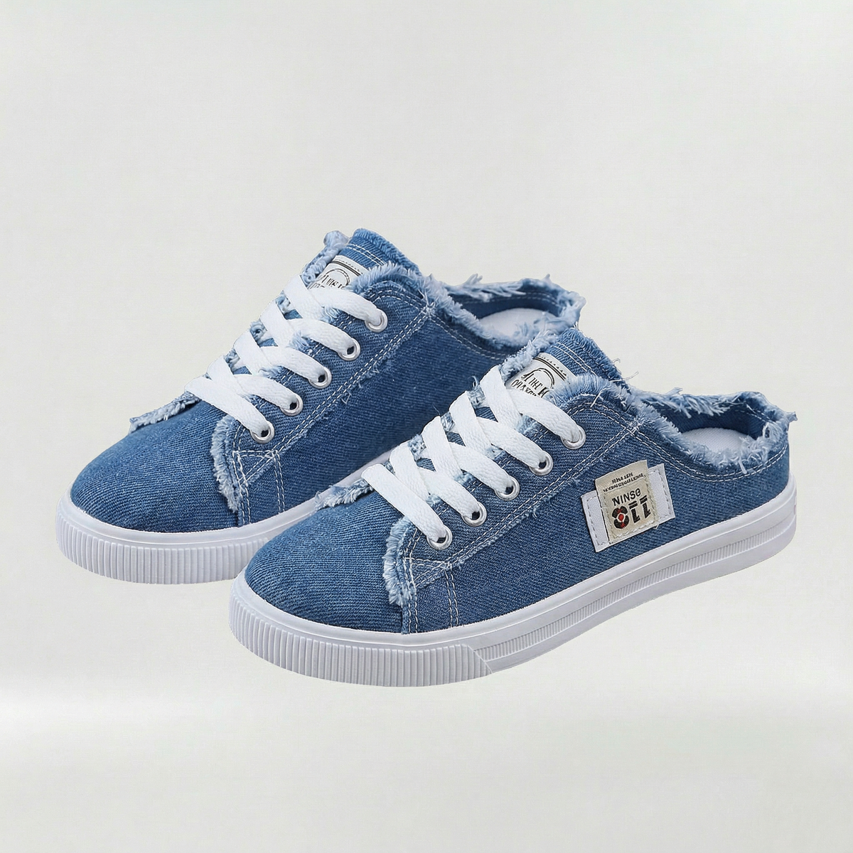 Sneakers Donna Casual in Tela con Lacci Scarpe Basse Estive Comode Senza Tallone