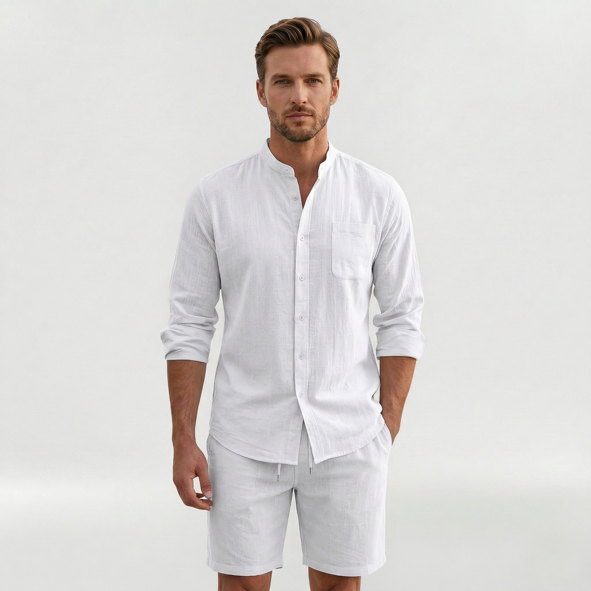 Completo uomo camicia e shorts relaxed fit per uno stile casual estivo