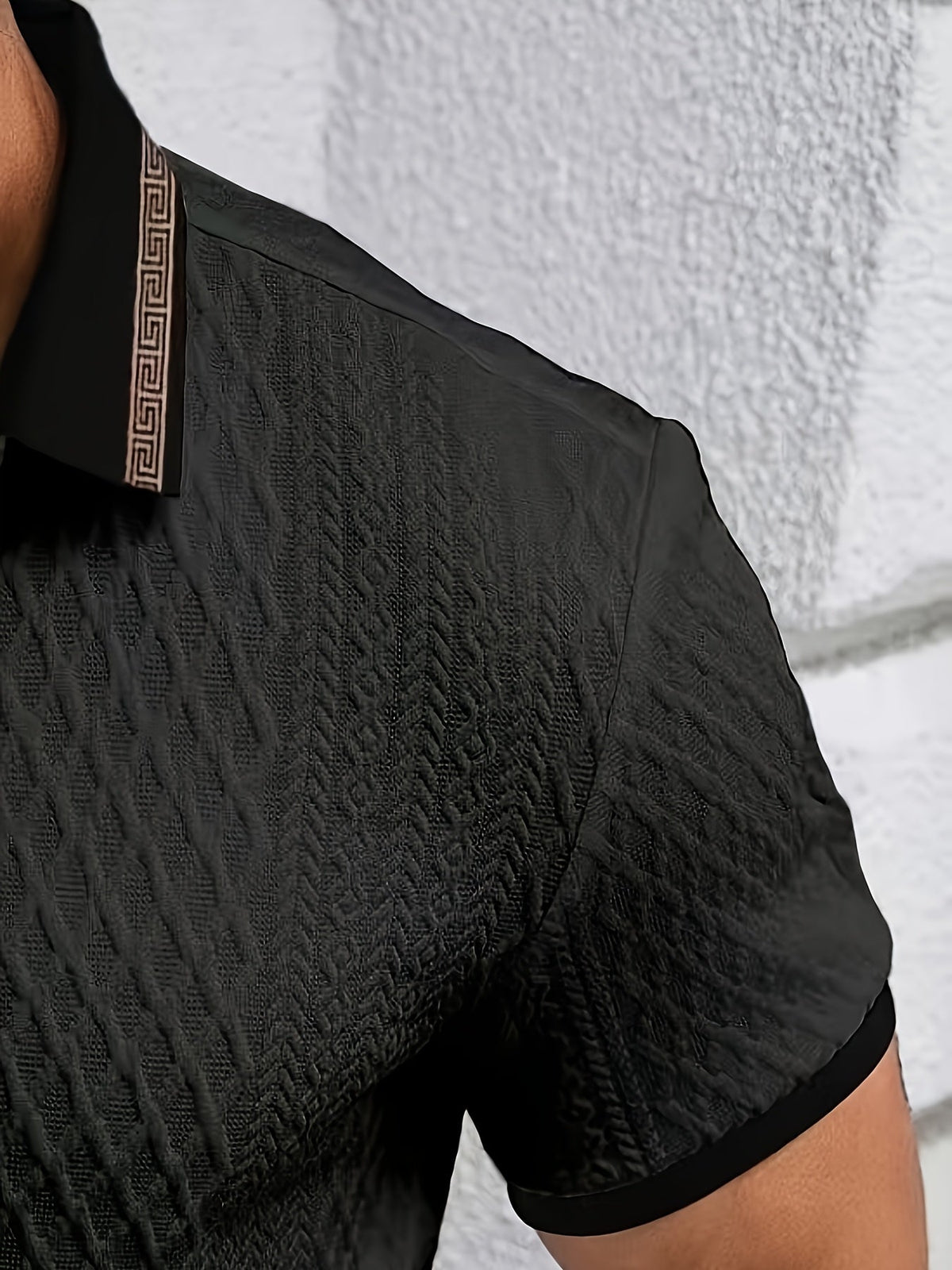 Polo da Uomo a Trama Lavorata a Maniche Corte Slim Fit Traspirante