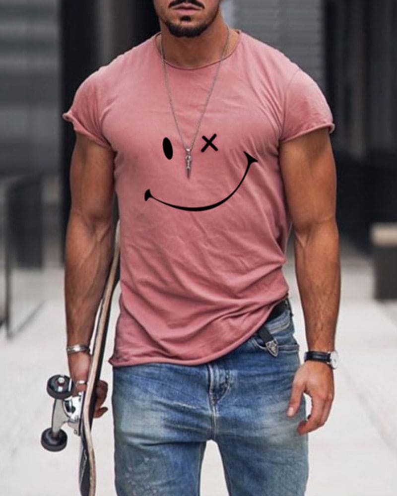 T-shirt da Uomo in Cotone a Maniche Corte Girocollo Casual