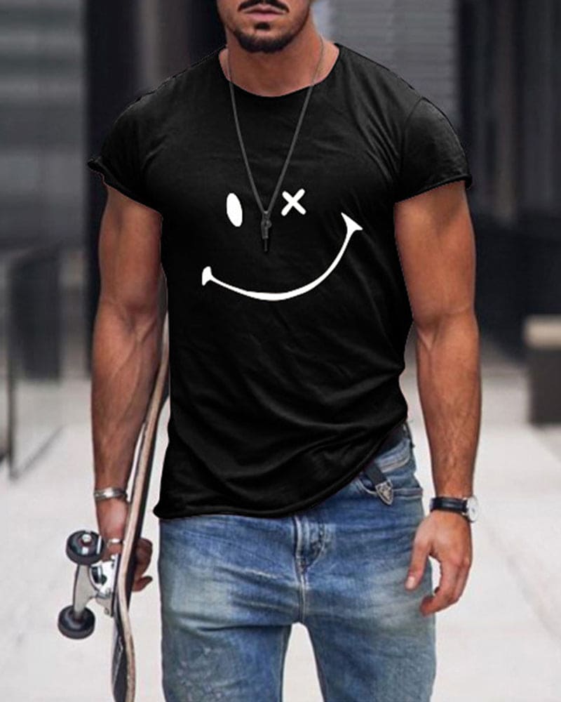 T-shirt da Uomo in Cotone a Maniche Corte Girocollo Casual