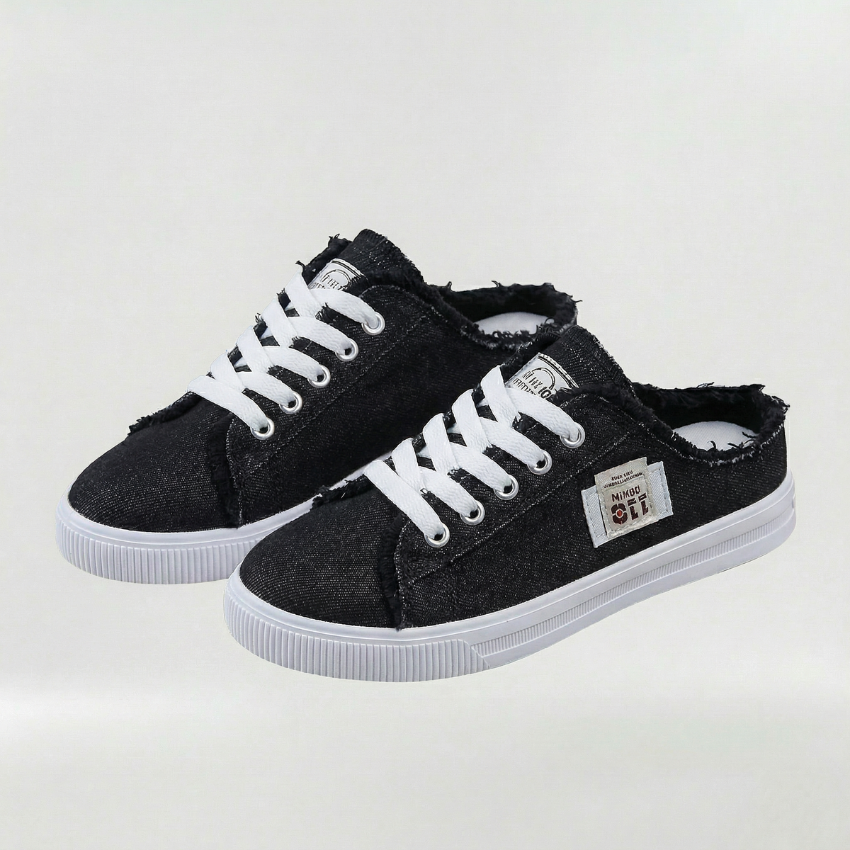 Sneakers Donna Casual in Tela con Lacci Scarpe Basse Estive Comode Senza Tallone