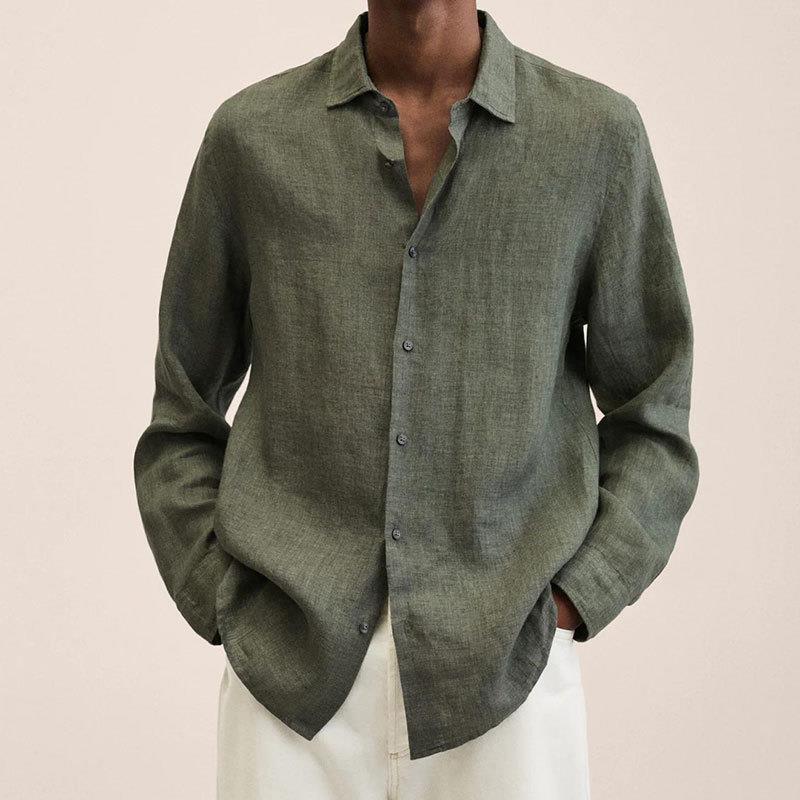 Camicia in lino a maniche lunghe da uomo
