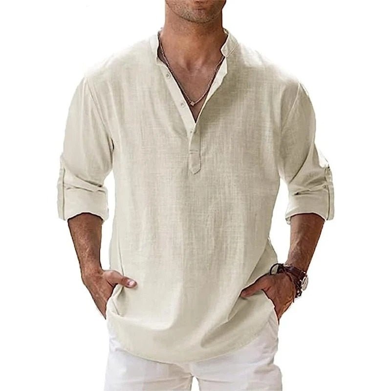 Camicia da Uomo in Cotone e Lino – Leggera, Traspirante e Casual per l'Estate