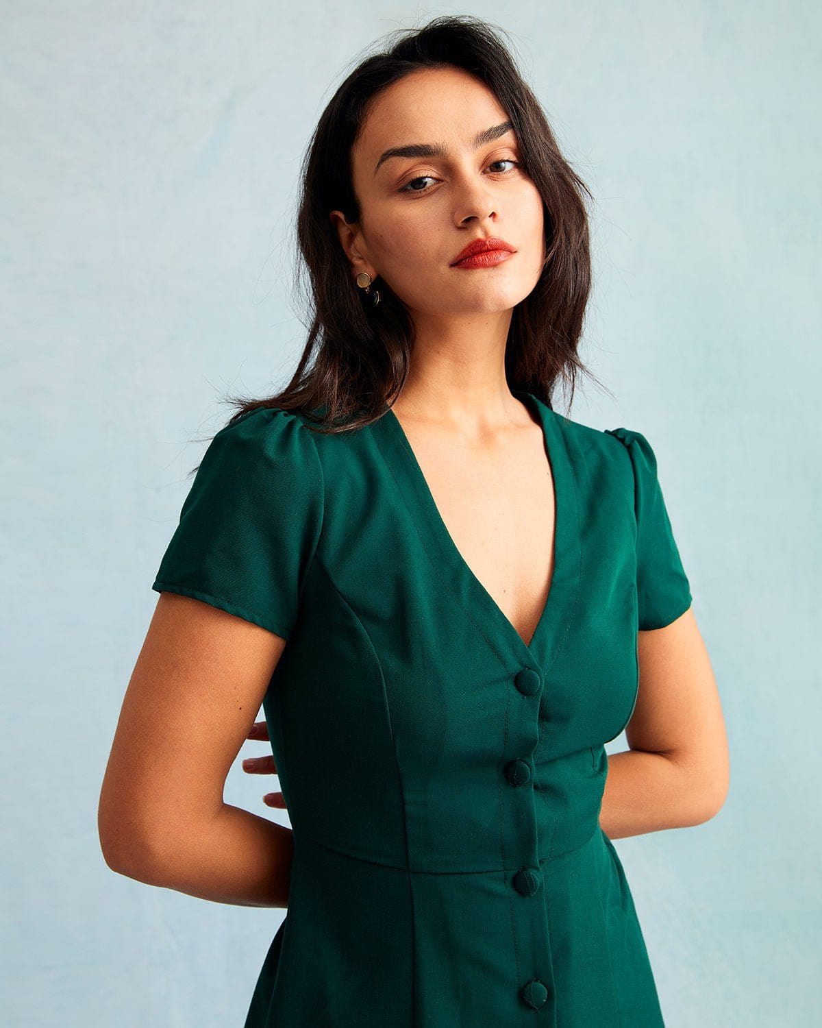 Clarissa | Relaxed Fit V Neck Button-Up Summer Dress