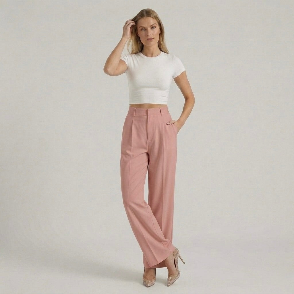Pantaloni Eleganti da Donna a Gamba Larga – Pantaloni Vita Alta Casual Chic